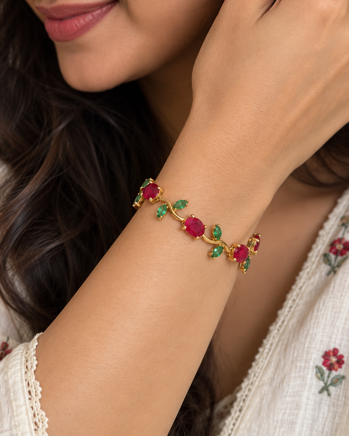 Tulip Ruby & Emerald Bracelet