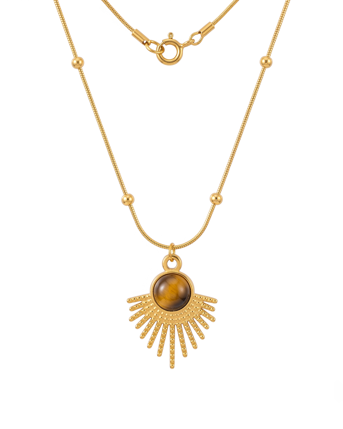 Tiger Eye Sunburst Necklace (Anti Tarnish)