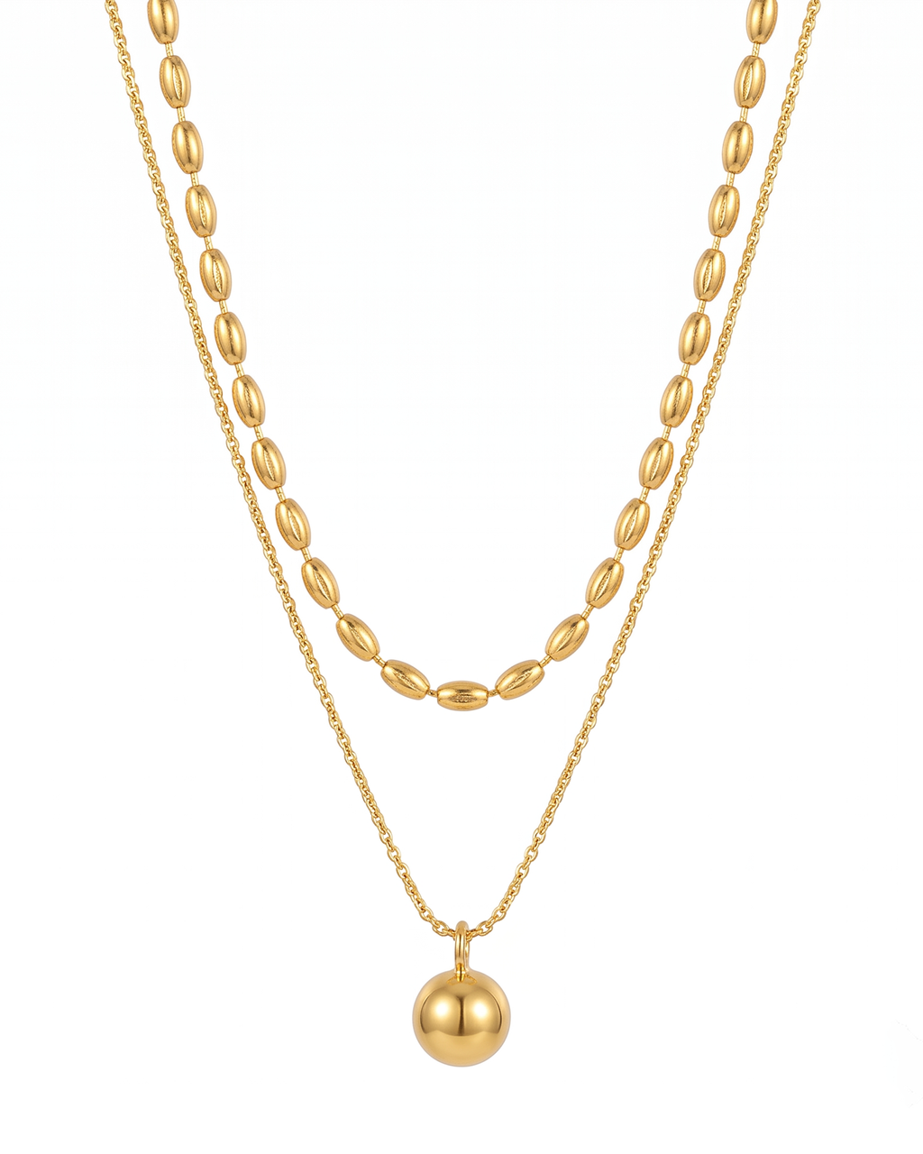 Golden Pearl Layered Necklace (Anti Tarnish)