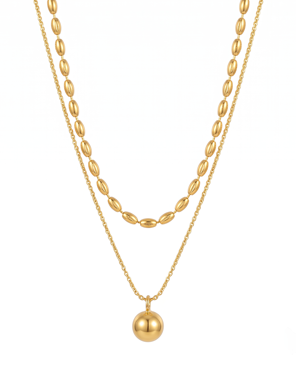 Golden Pearl Layered Necklace (Anti Tarnish)