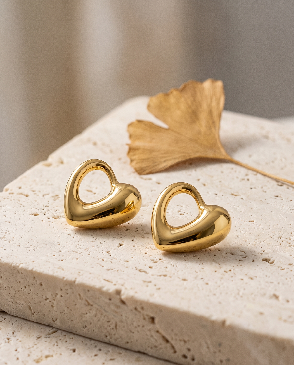 Golden Heart Hoops (Anti Tarnish)