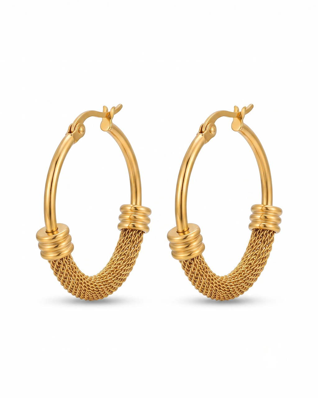 Textured Mesh Hoop Earrings (Anti Tarnish)