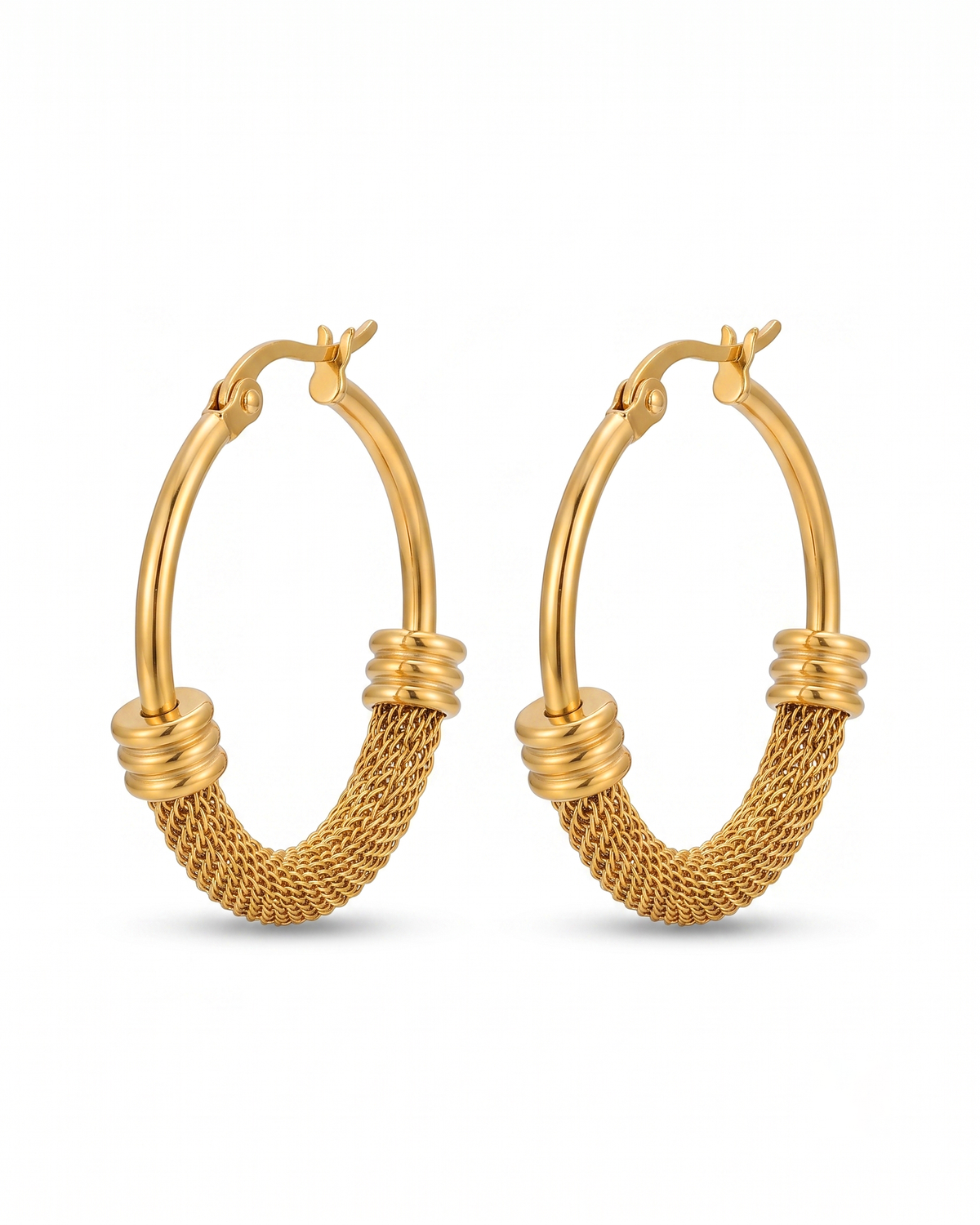 Textured Mesh Hoop Earrings (Anti Tarnish)