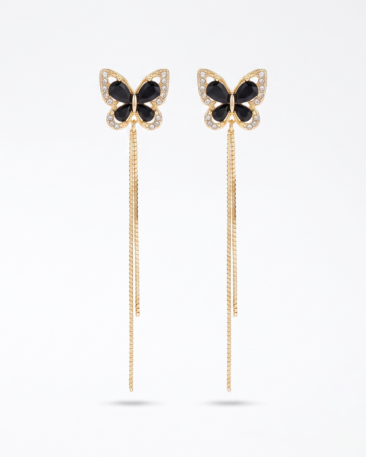 Black Butterfly Chain Earrings
