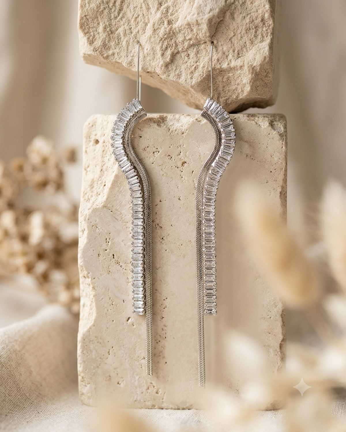 American Diamond Long Drop Earrings