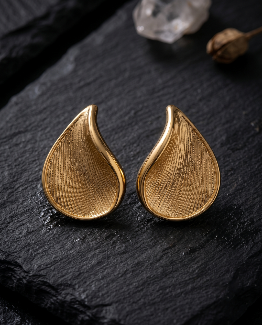 Textured Teardrop Earrings (Anti Tarnish)