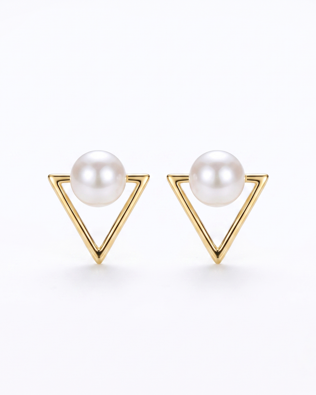 Pearl Triangle Stud Earrings
