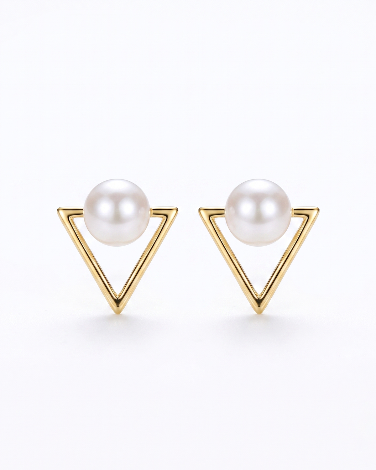 Pearl Triangle Stud Earrings