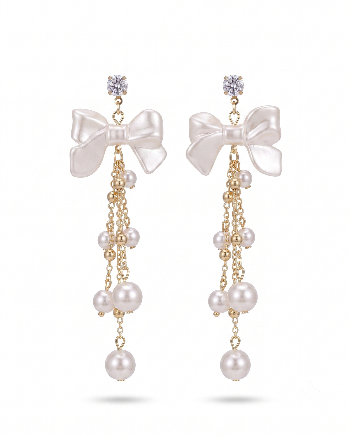 Pearl Bow Drop Earrings