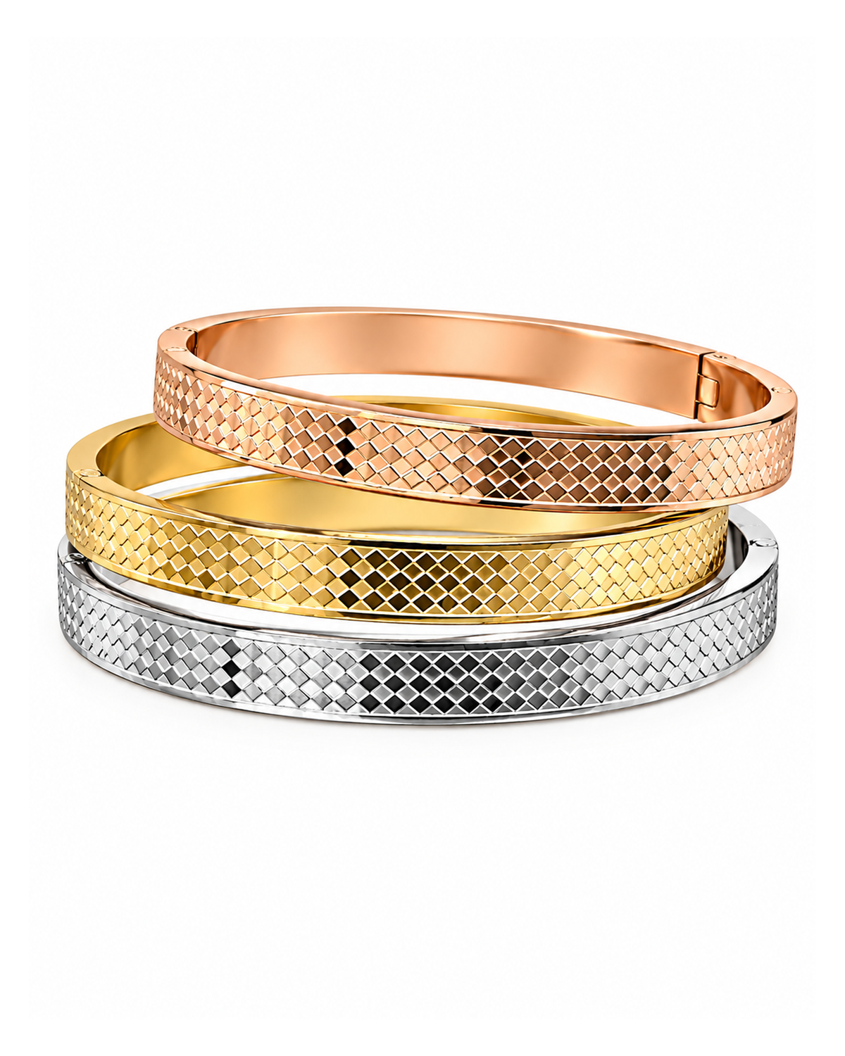 Textured Bangle Bracelet Set - Pack of 3 (Anti Tarnish)