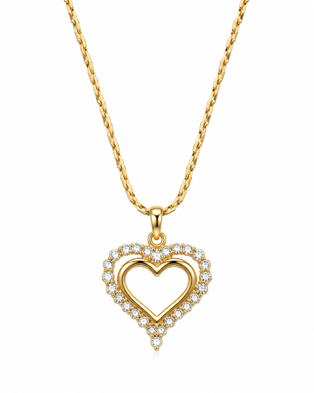 Elegant Heart Crystal Pendant Necklace (Anti Tarnish)