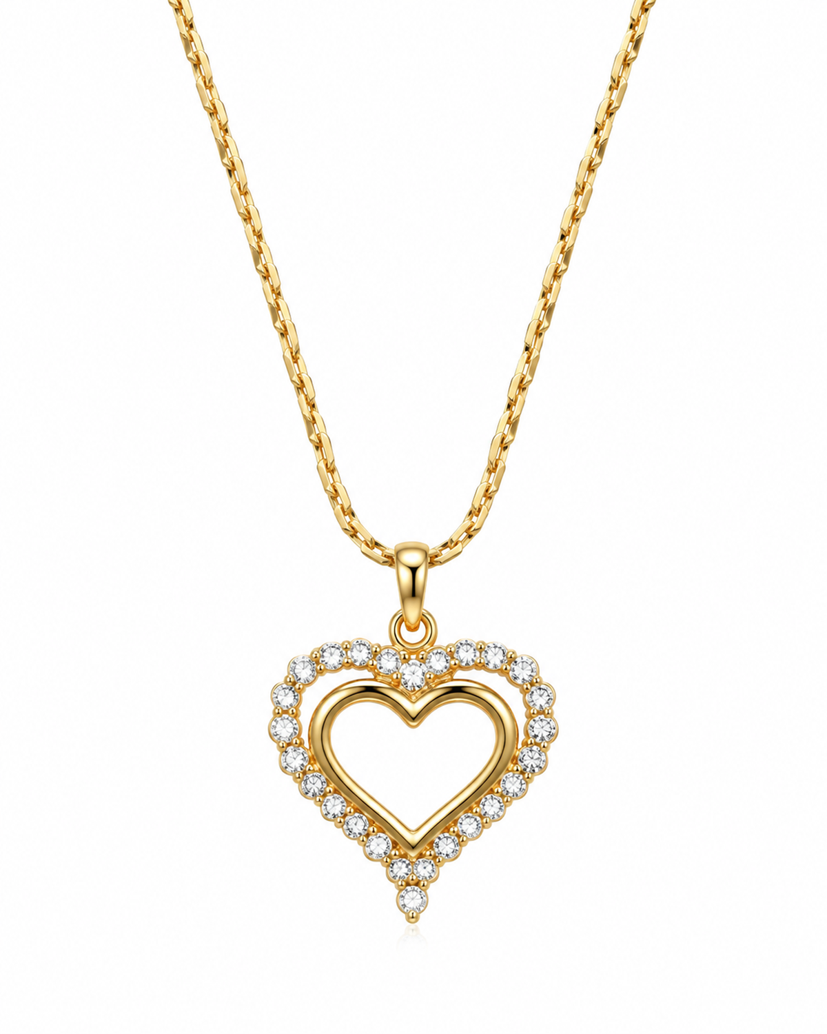 Elegant Heart Crystal Pendant Necklace (Anti Tarnish)