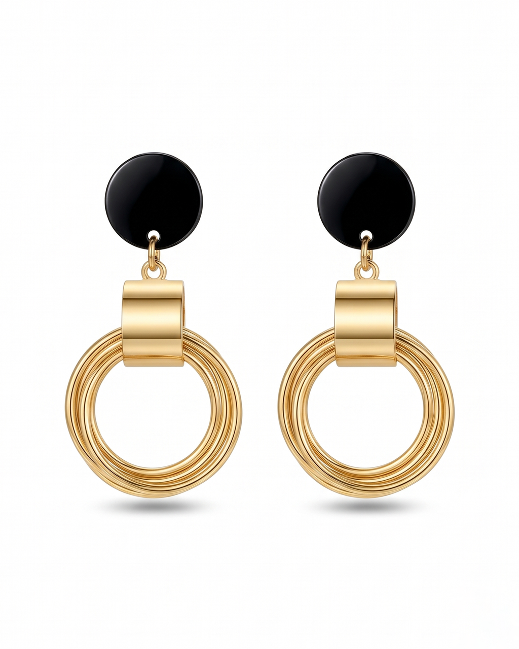 Black & Gold Statement Hoop Earrings