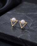 Pearl Triangle Stud Earrings