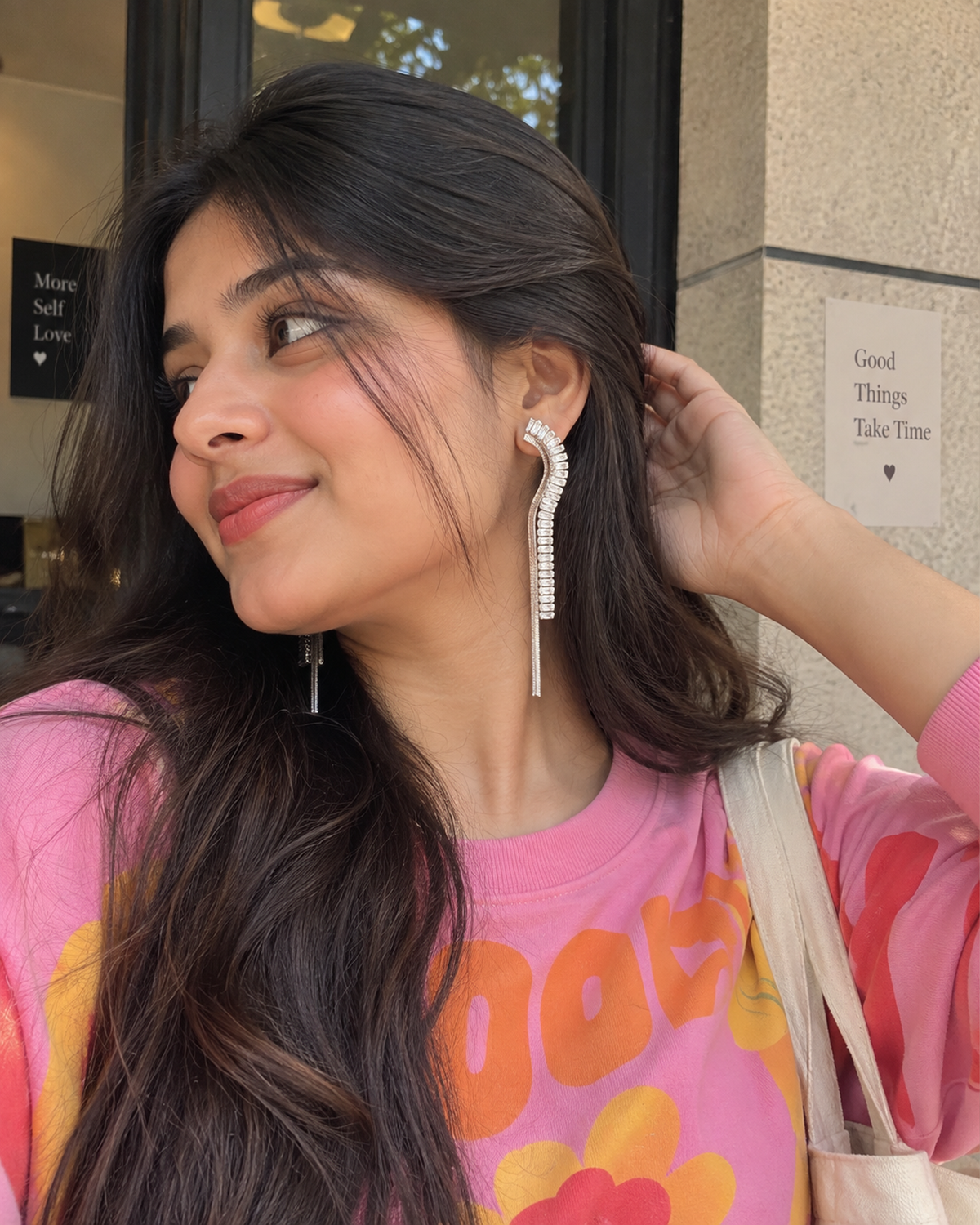 American Diamond Long Drop Earrings