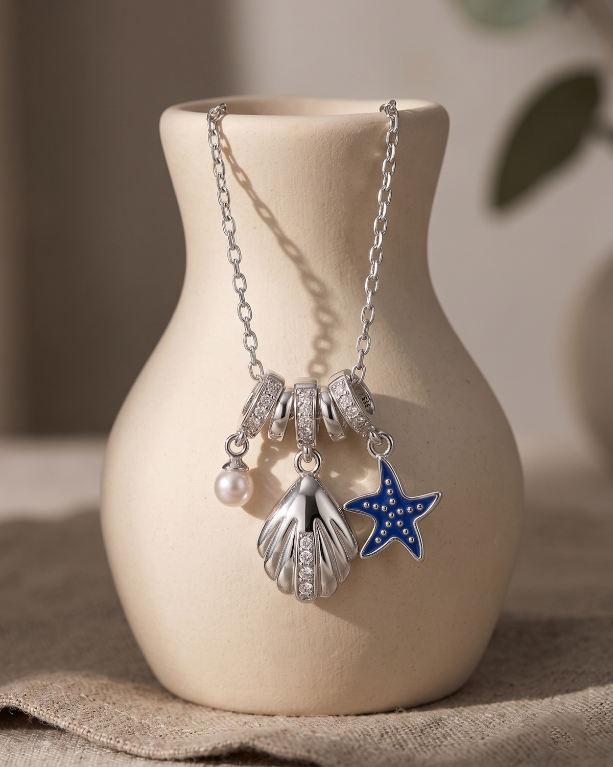Ocean Pearl Charm Necklace