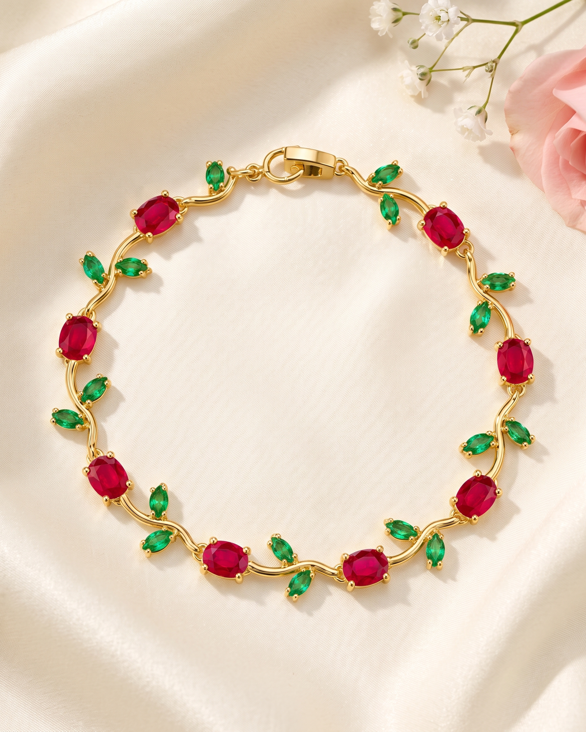 Tulip Ruby & Emerald Bracelet