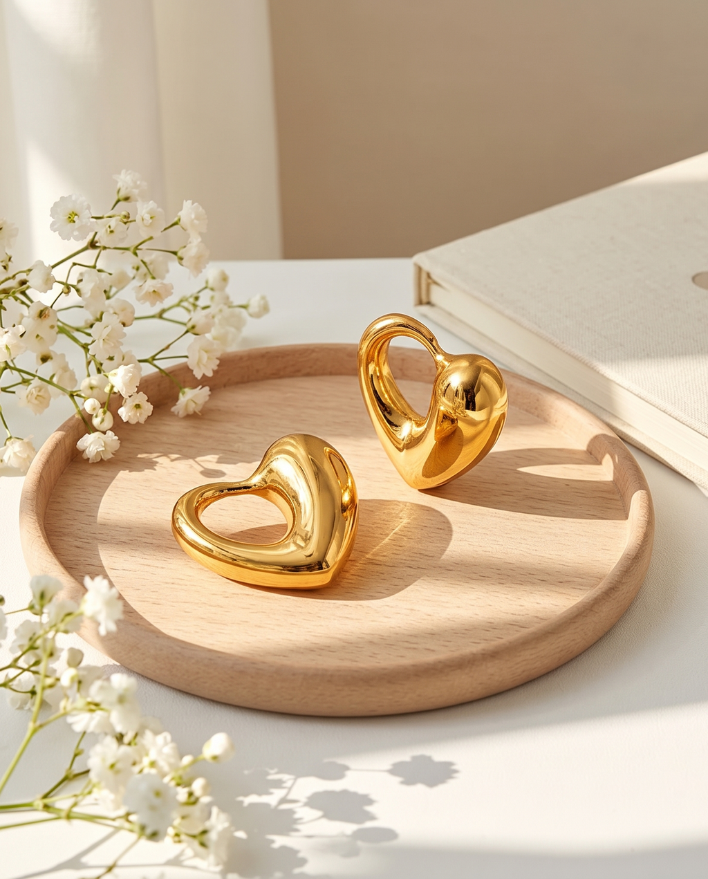 Golden Heart Hoops (Anti Tarnish)