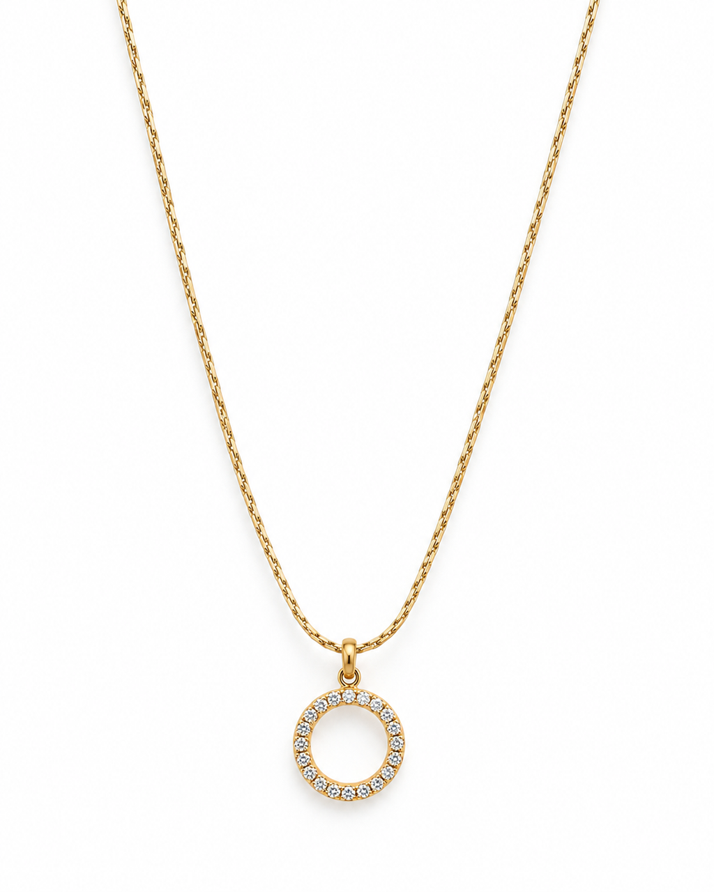 Elegant Crystal Circle Pendant Necklace (Anti Tarnish)