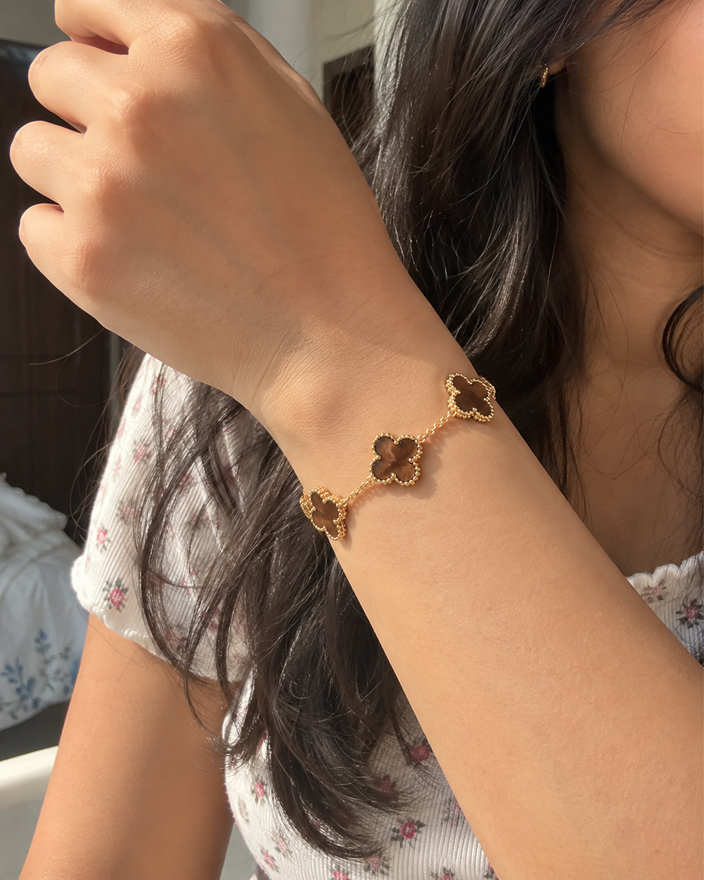 Brown Clover Link Bracelet