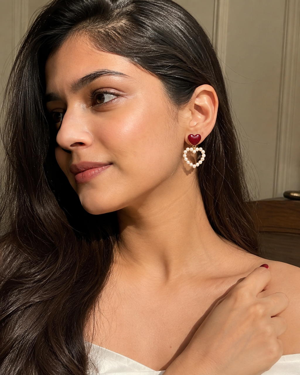 Ruby Heart Earring
