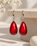 Red Teardrop Crystal Drop Earrings