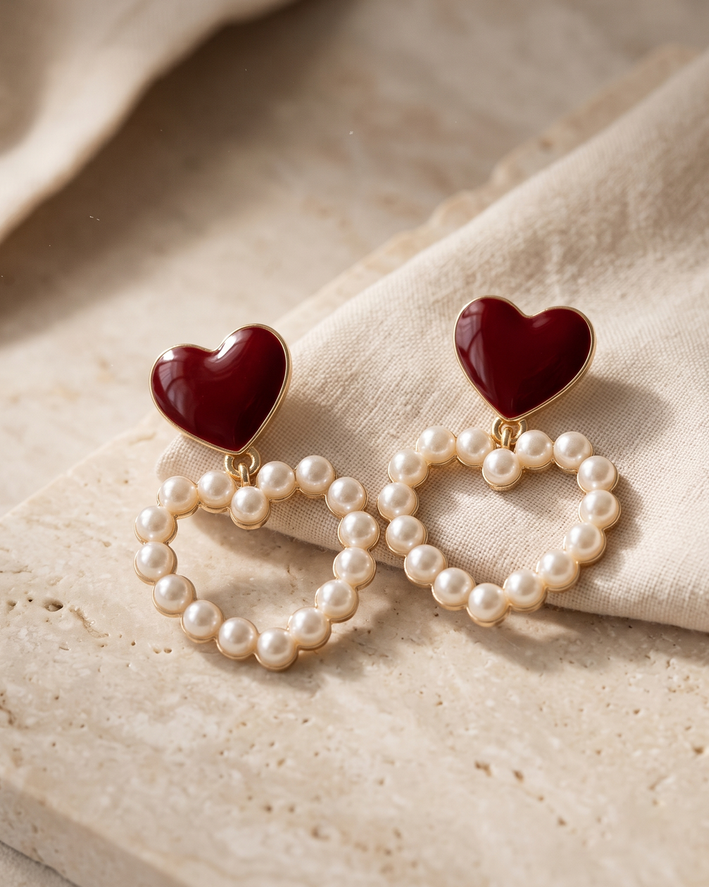 Ruby Heart Earring