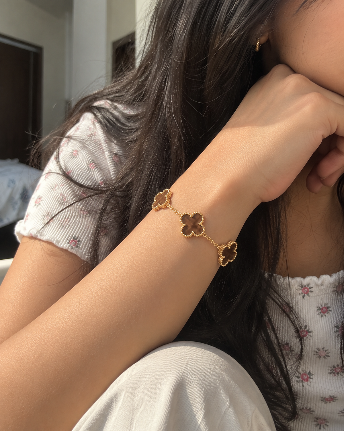 Brown Clover Link Bracelet