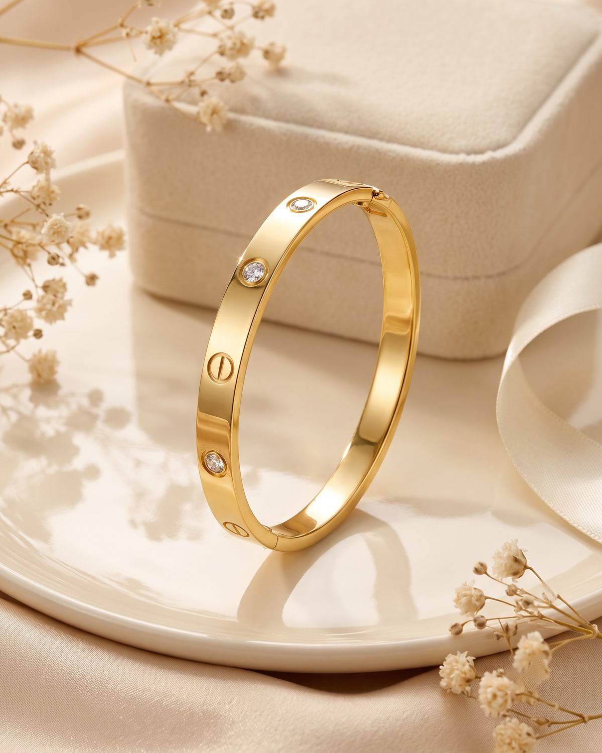 Classic Crystal Screw Bangle Bracelet