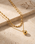 Golden Pearl Layered Necklace (Anti Tarnish)