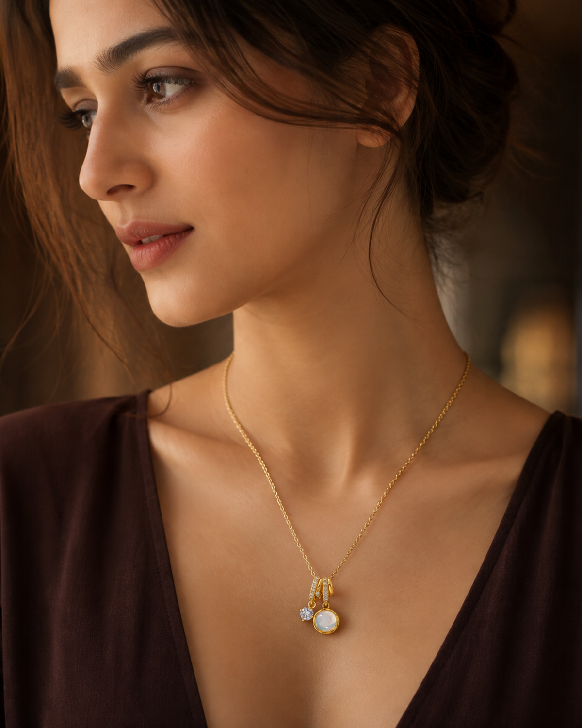 Celestial Moon Glow Necklace (Anti Tarnish)