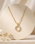 Elegant Crystal Circle Pendant Necklace (Anti Tarnish)