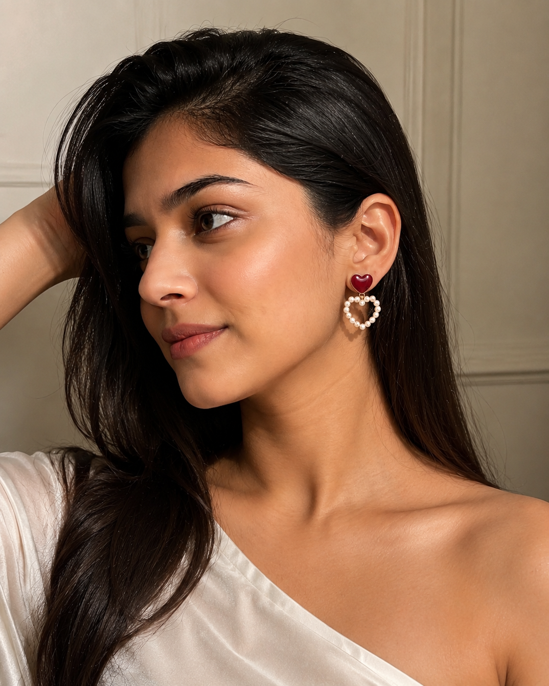 Ruby Heart Earring