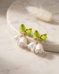 Green Bow Pearl Earring