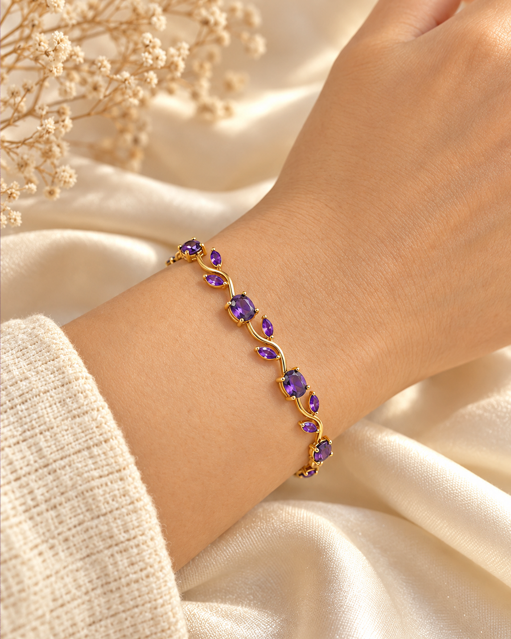 Tulip Amethyst Crystal Bracelet