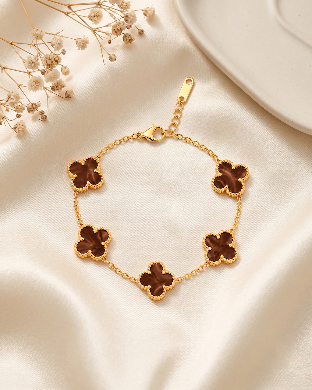 Brown Clover Link Bracelet