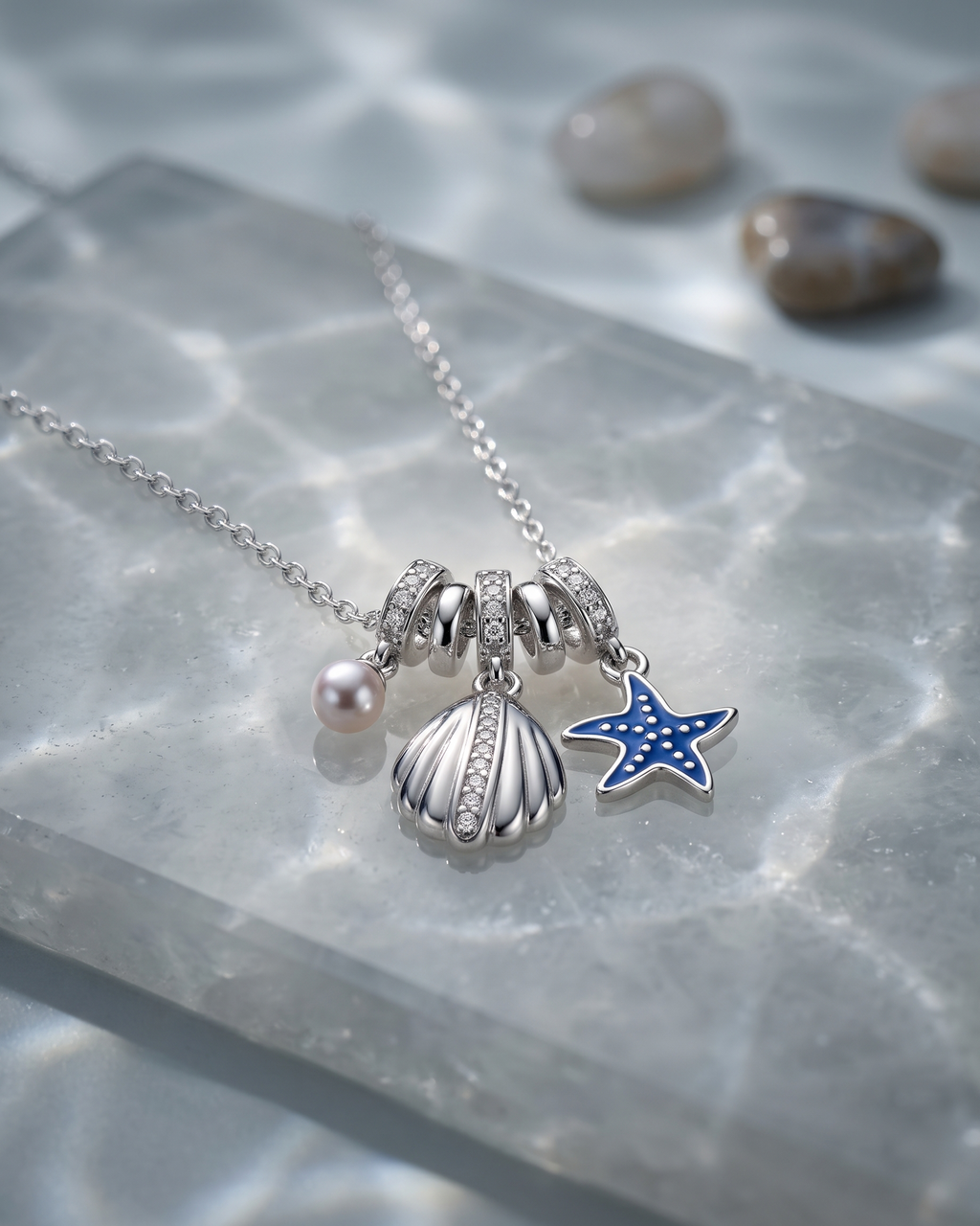 Ocean Pearl Charm Necklace