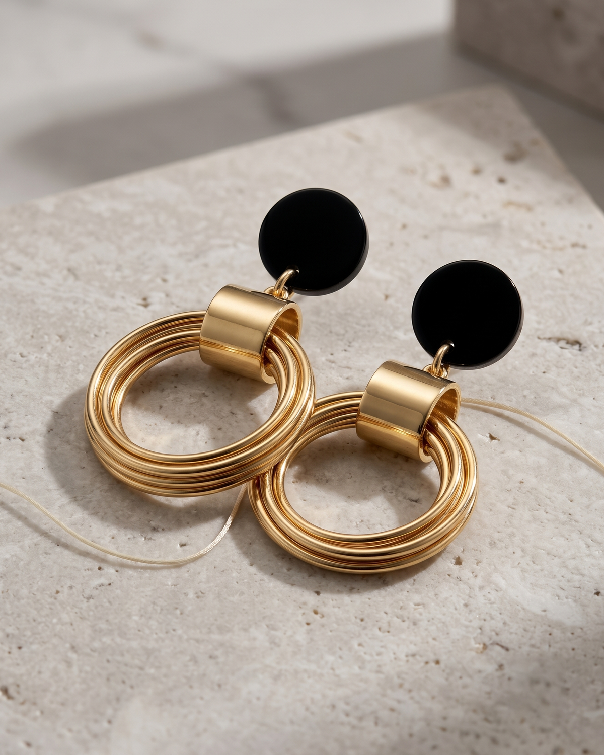 Black & Gold Statement Hoop Earrings