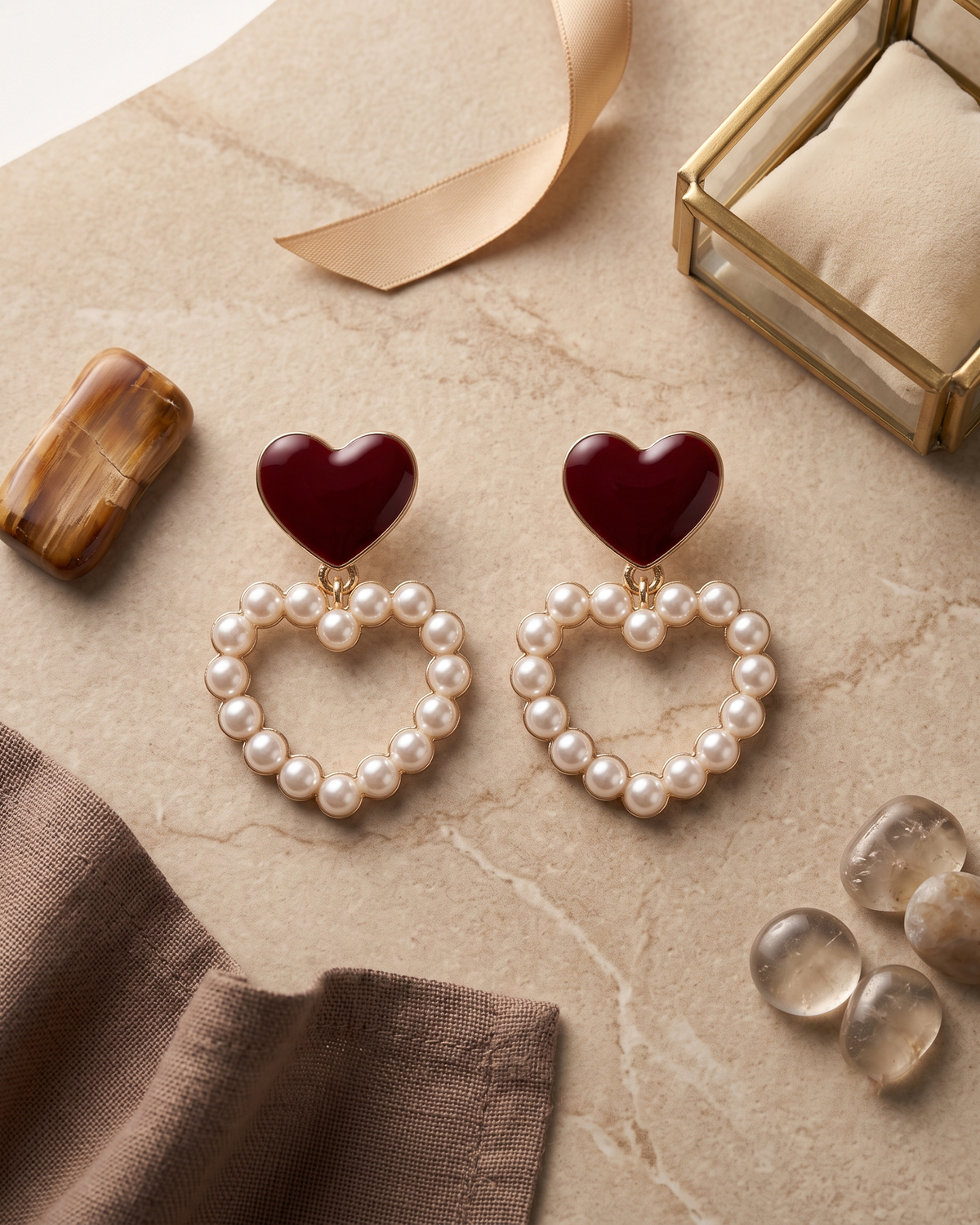 Ruby Heart Earring