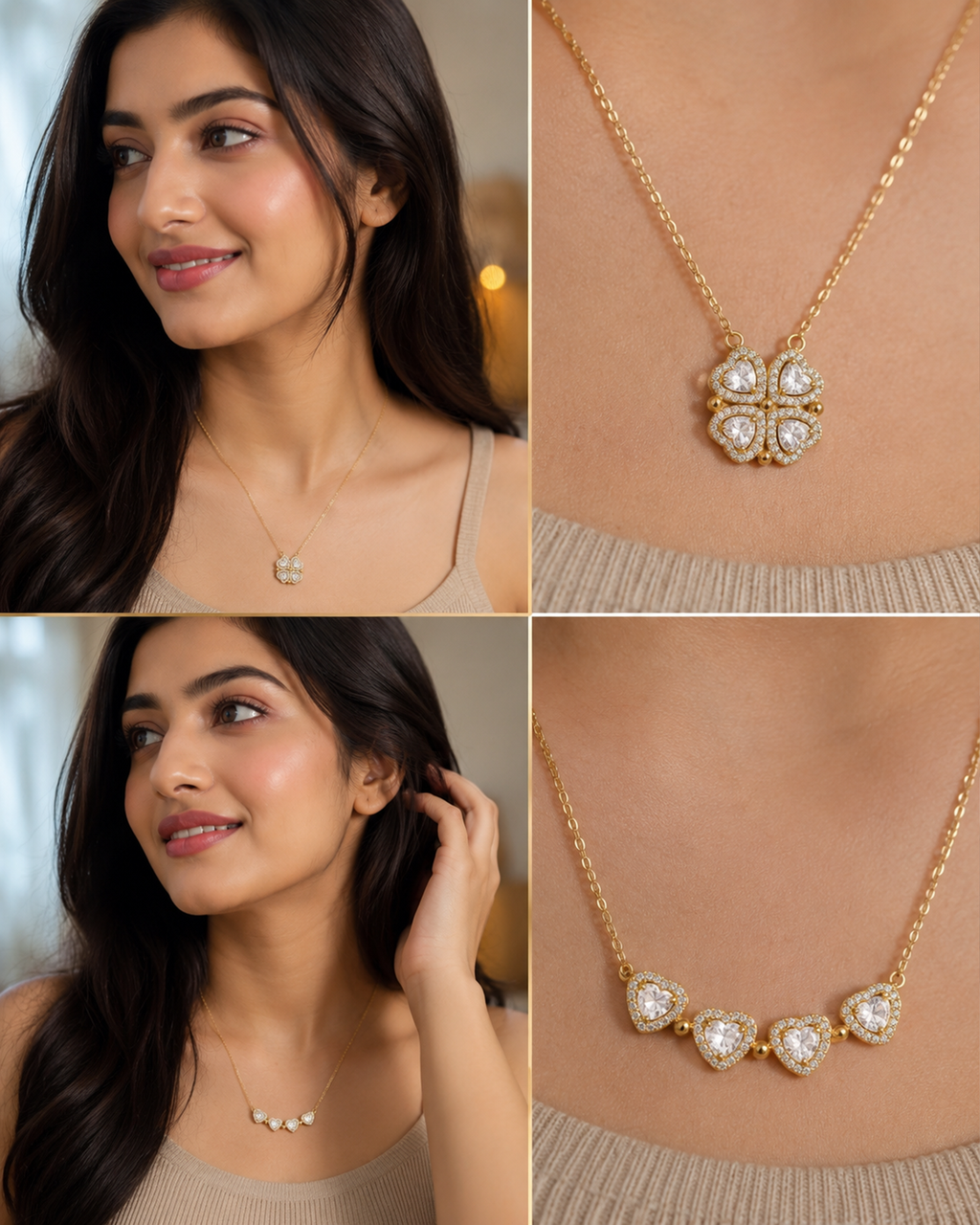 Four Heart Clover Necklace (Anti Tarnish)