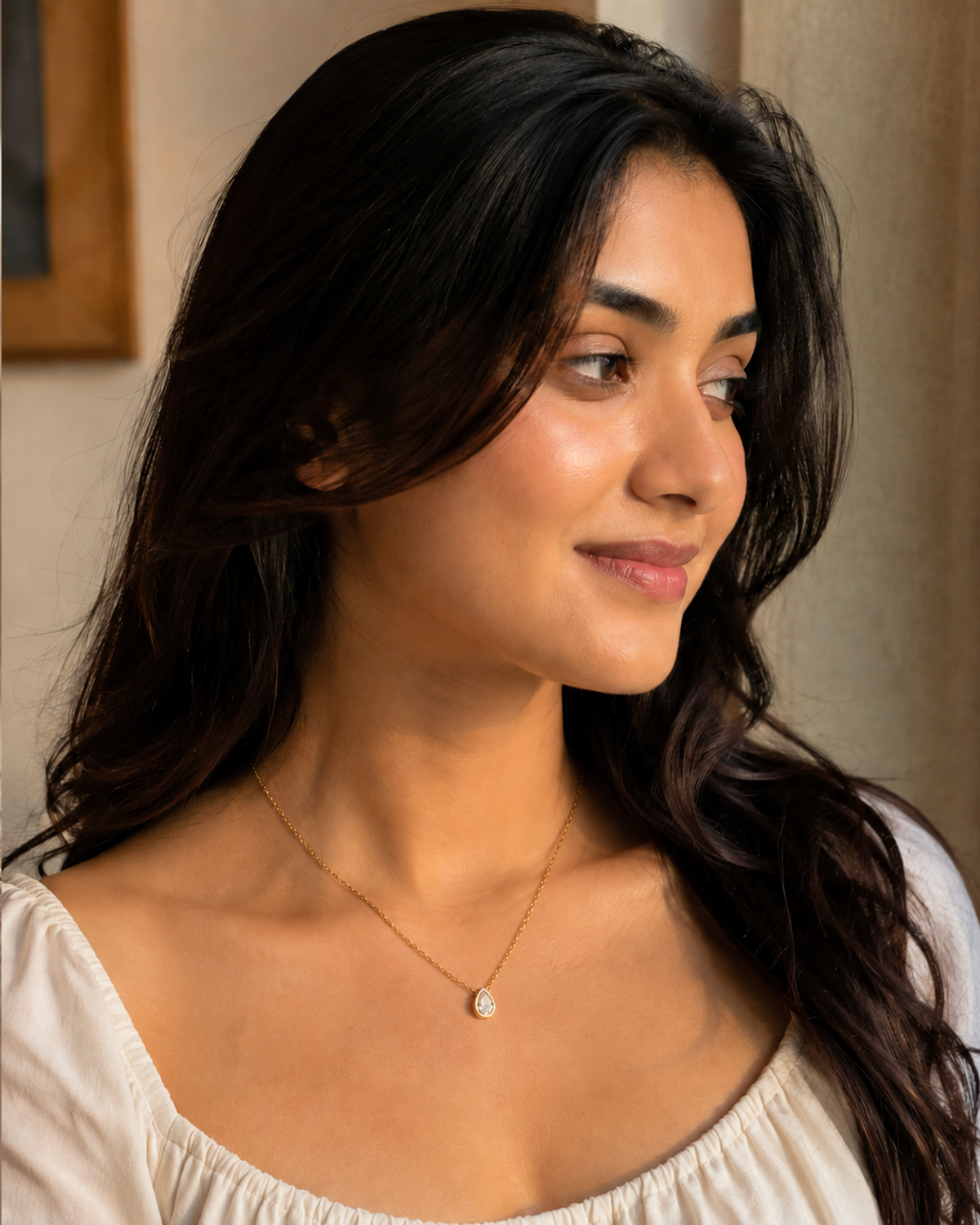 Teardrop Crystal Necklace (Anti Tarnish)