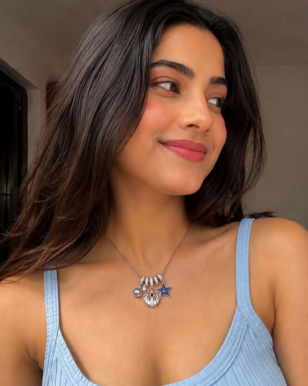 Ocean Pearl Charm Necklace