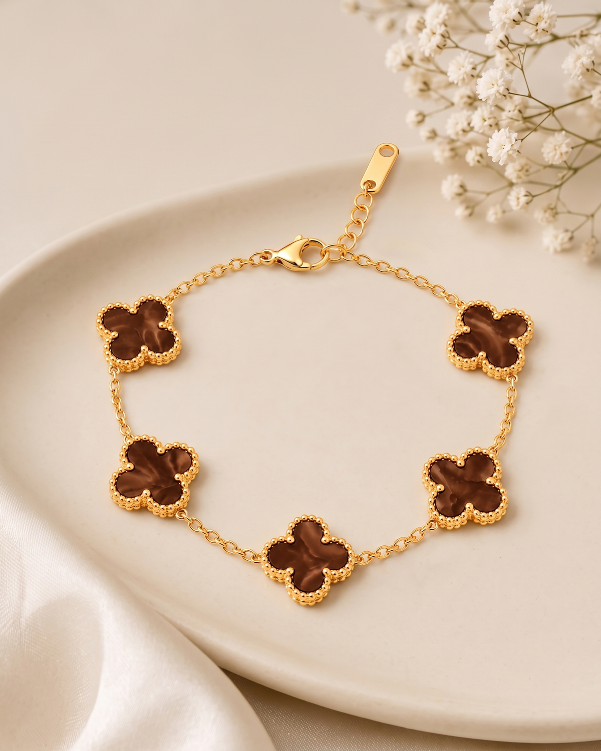 Brown Clover Link Bracelet