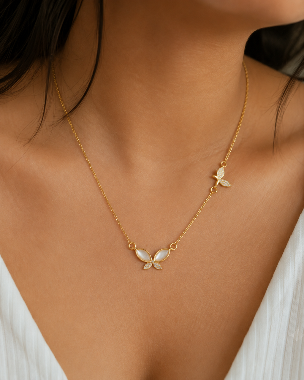 Butterfly Pearl Necklace (Anti Tarnish)