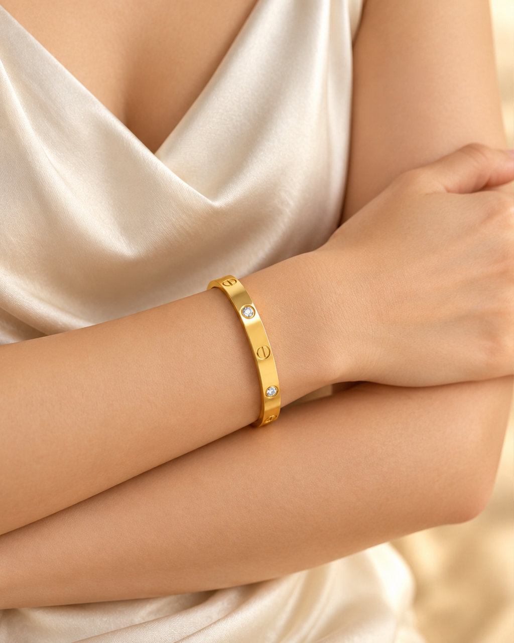 Classic Crystal Screw Bangle Bracelet