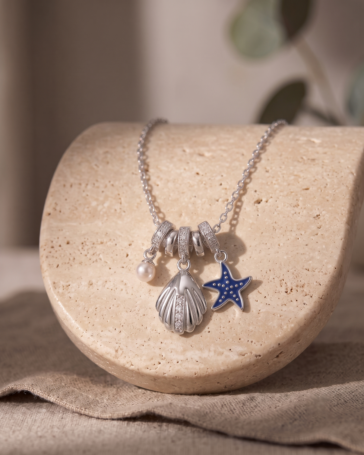 Ocean Pearl Charm Necklace