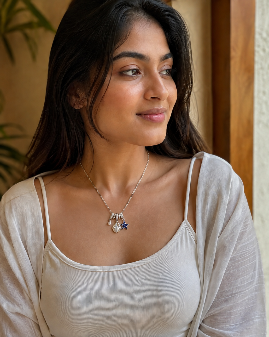 Ocean Pearl Charm Necklace
