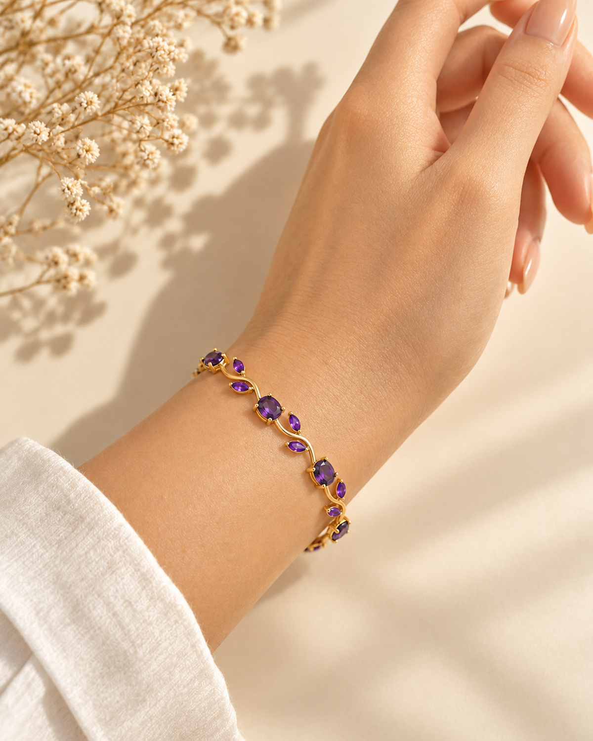Tulip Amethyst Crystal Bracelet