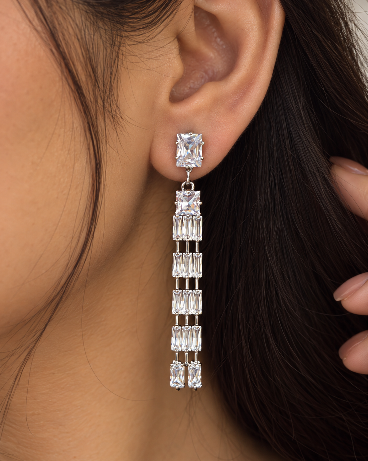 Crystal Cascade Drop Earrings (American Diamond)