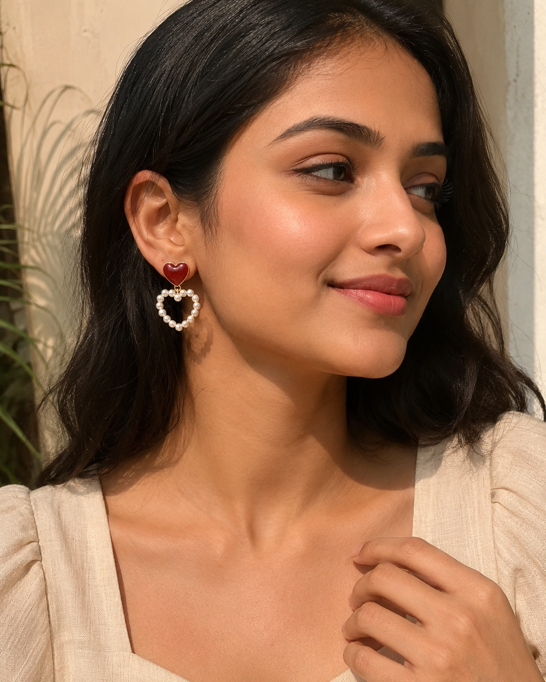 Ruby Heart Earring